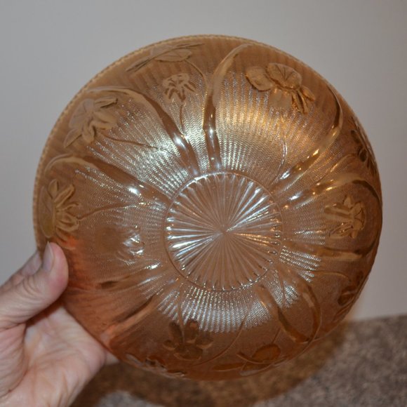 Glass Bowl Metallic Bronze Color Textured Pattern - Picture 3 of 5